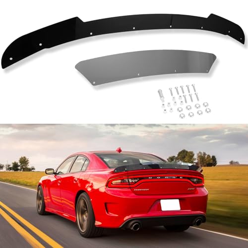 Bonbo Venom V1 Rear Wickerbill Spoiler for Dodge Charger 2015-2024 SRT ScatPack Hellcat Daytona Add-on Type 2-Piece Rear Wicker Bill Spoiler with RivNut Tool (Gloss Black)