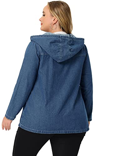 Agnes Orinda Plus Size Denim Jackets with Hood for Women Layered Drawstring Utility Pockets Jean Jacket4