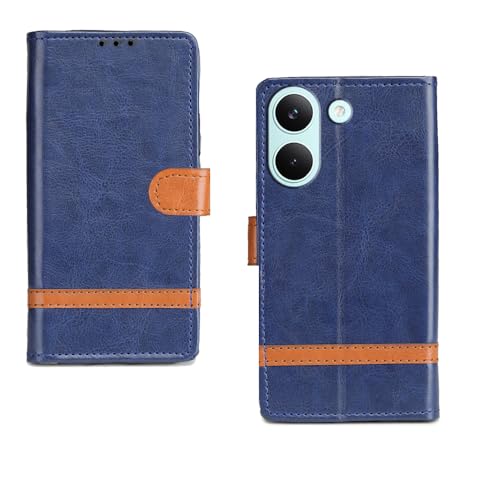 Image of amazon basics Poco X8 Pro 5G Flip Cover | Card Pockets Wallet & Stand | Flip Cover for Poco X8 Pro 5G (Blue Stripes)