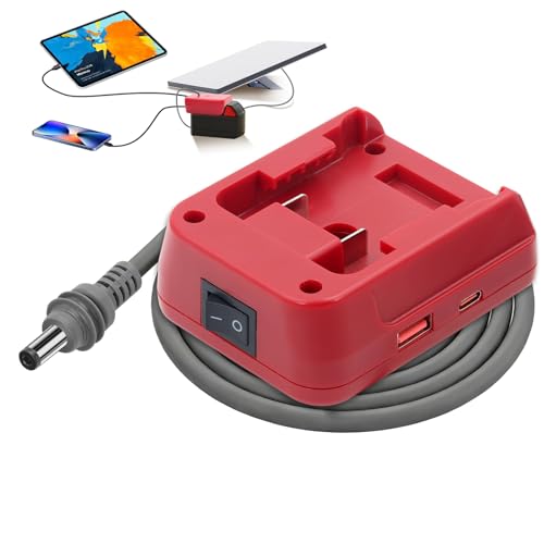 QKJCE Starlink Mini Battery Adapter Compatible with Milwaukee M18, [Low Voltage Cutoff Protection] 5FT Starlink Mini Power Cable for 18V Battery, 18AWG Battery Adapter DC Power Cable (Red)