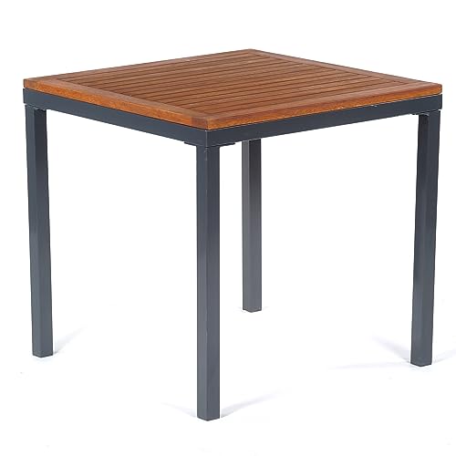BrackenStyle - Mesa Cuadrada de Metal y Madera Dura para jardín, Patio o Comedor