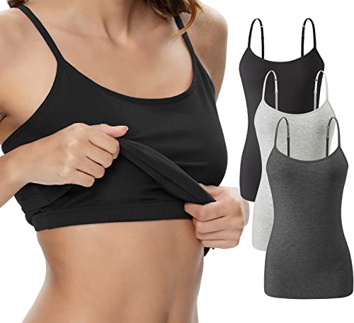 Image of Vislivin Womens Cotton Camisole Adjustable Strap Tank Tops with Shelf Bra Stretch Undershirts