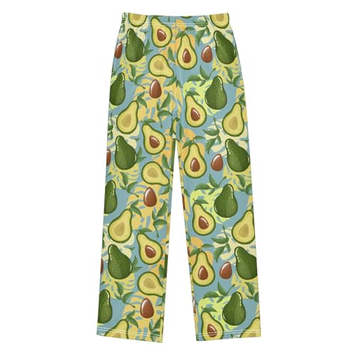 Mexico Avocado Palm Leaf Boys Long Pants Soft Trousers Elastic Waist Kids Lounge Bottoms with Pockets S-XL