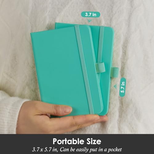 Image of 3 Pack Small Pocket Journal Notebook 3.7 inch x 5.7 inch with Pen, A6 Mini Cute Notepad for Women /Men, 408 Pages, 100Gsm Lined Paper Note Pads, Leather, Green