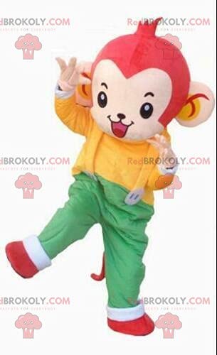 Monkey REDBROKOLY Mascot in colorful outfit, giant monkey costume