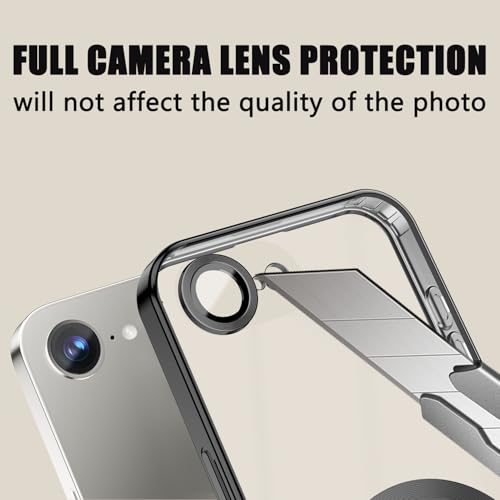 Image of Misscase for iPhone 17e Case& iPhone 16e Magnetic Glitter Case Compatible with MagSafe,Full Protection Slim Shockproof Anti-Scratch Case with Camera Lens Protector Dust-Proof Cover for Women Black