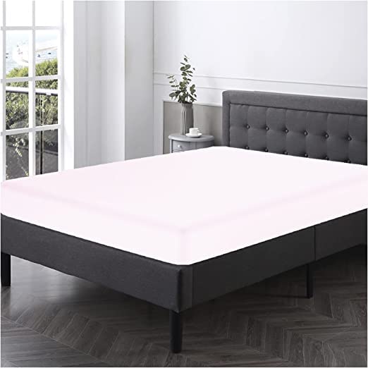 NFK TEXTILE Plain Style PolyCotton Fitted Bedsheets with Long-Lasting Color and Easy Care Bedding Fitted Sheets (White, Bunk Bed)