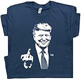 S - Donald Trump T Shirt Wanted for President Mugshot Middle Finger Shirt for Men Women Guys Rude Offensive Political Tee Blue