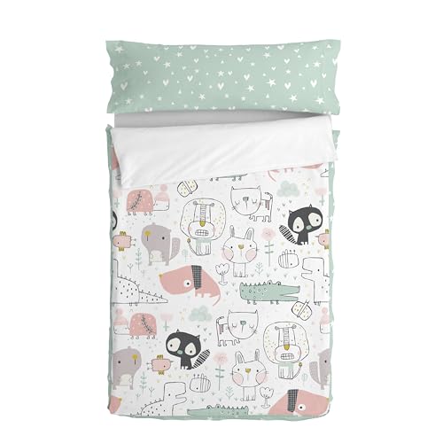 Best Buddies Saco nórdico Multicolor, 90x200 cm (Cama 90) Sin Relleno, 100% Algodón, Calidad de 150 Hilos