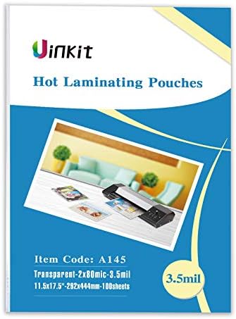 Uinkit Hot Thermal Laminating Pouches 100 Pack Laminator Sheets 11.5x17.5 Laminating Sheets 3.5Mil for Sealed 11x17 Inches Document,Rounded Corner