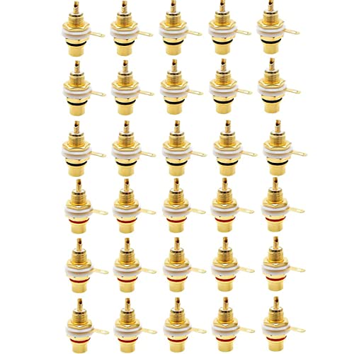 Conector RCA hembra montaje chasis elimina ruido estéreo kit 30 piezas rojo negro