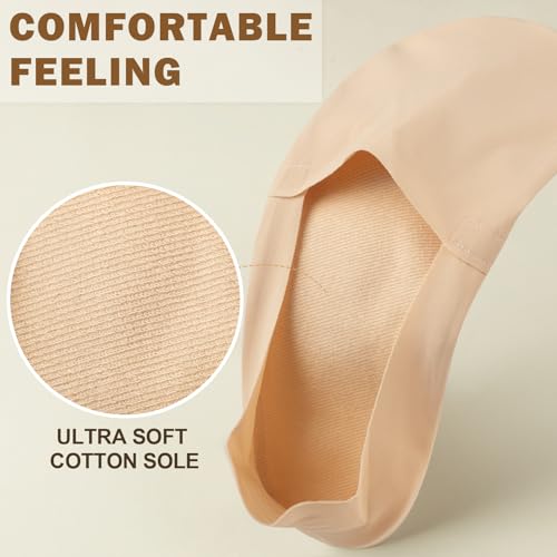 Image of Sofier No Show Socks Womens, Non Slip Low Cut 6 Pairs Thin Silky Dress Footies Liner Invisible Socks Flats Loafers Sneakers