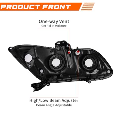 2012 2013 2014 2015 Civic Headlights,Headlight Assembly Compatible with 2012-2015 Honda Civic 4-Door Sedan Halogen Headlamp Replacement Driver Passenger Side Black Housing Amber Reflector by SHINESELL - Used condition - Image 3