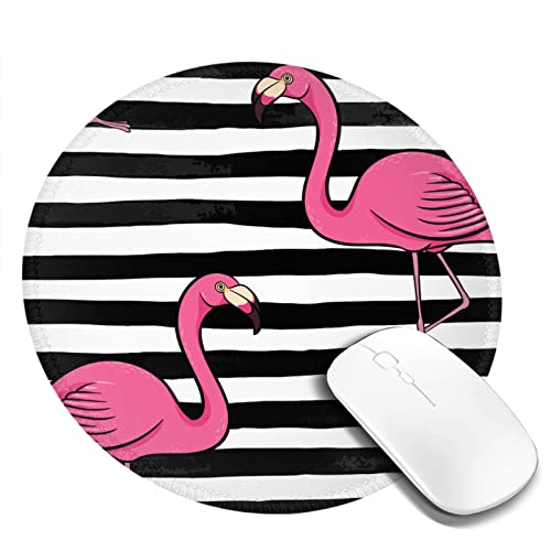 Pink-Flamingo-Printed-Round-Mouse-Pad-Non-Slip-Rubber-Base-Waterproof-Mousepad-Office-Home-Laptop-Gaming-Mouse-Mat-8x8-in