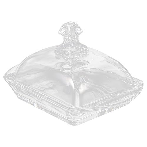 KICHOUSE Mantequera de Cristal con Tapa Caja para Transparente Almacenamiento para Queso Mantequera de Cocina Uso Doméstico 1 Juego