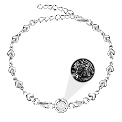 100 Different Languages I Love You Bracelets Love Heart Link Chain Bracelets Romantic Valentines Day Gifts for Women