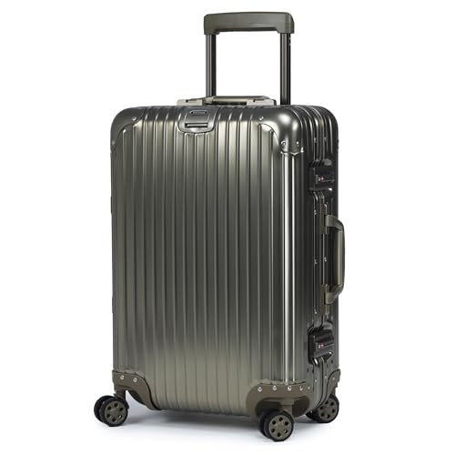 Image of Verage Luxe Secure Jet Full Aluminium Body (44 Liters) Cabin Size Luggage with Zipper Less Frame Closure & Dual TSA Clasp Locks Spinner Suitcase Trolley Bag (Golden, 20 inch / 57 Cms)