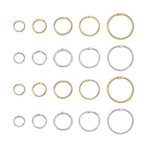 PandaHall Elite & reg 100 stuks Ijzeren Loose Leaf Boekbinders Klap ringen, Golden & Platinum, gemengde kleur