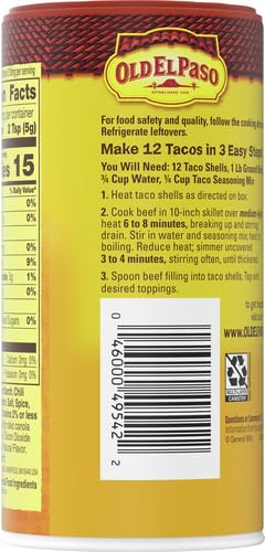 Old El Paso 10046000495429 Taco Seasoning, 25% Less Sodium thumb #2