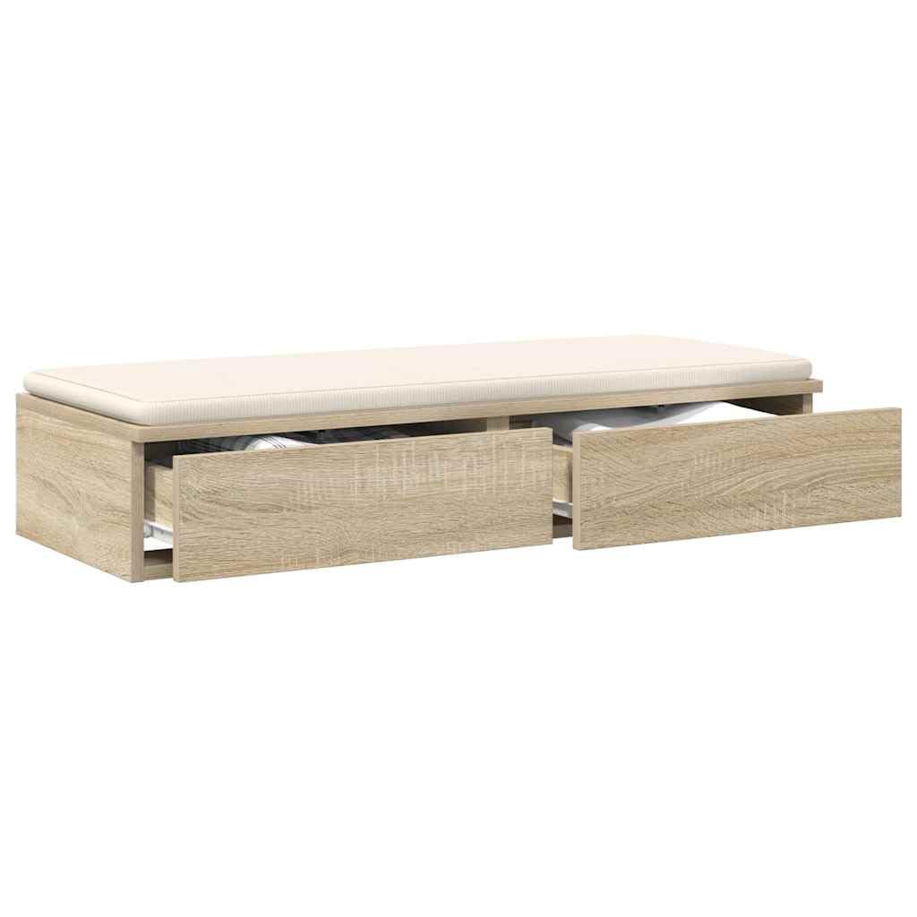 Vidaxl Sonoma Oak Bed Drawers 90 X 36.5 X 16.5 Cm Engineered Wood, Ample Storage, Minimalist Decor, Stylish Unit For Bedroom Furniture, Modern Bed Drawer With Push-To-Open Function