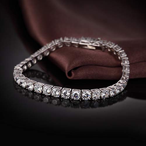 Tennis Bracelets for Women, Rhodium Plated Sterling Silver Round Cut Simulated Diamond Cubic Zirconia Tennis Bracelet, Size 6inch to 7inch Fine Jewelry for Women Men 5