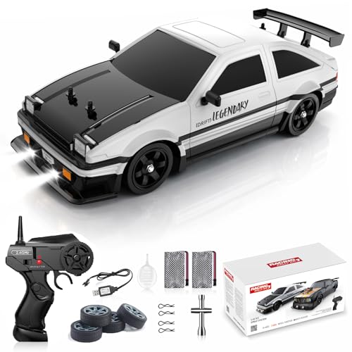 Remote Control Car RC Drift Car 2.4GHz 1:16 Scale 4WD 18KM/H High Speed Model Vehicle with LED Lights Spray Rubber Tire for Adults Kids 2Pcs Rechargeable Batteries,multicolor