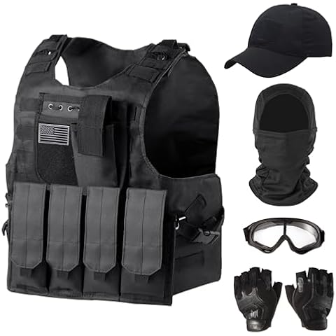 Ouraqto Men's Tactical Vest Set with Accessories Cover