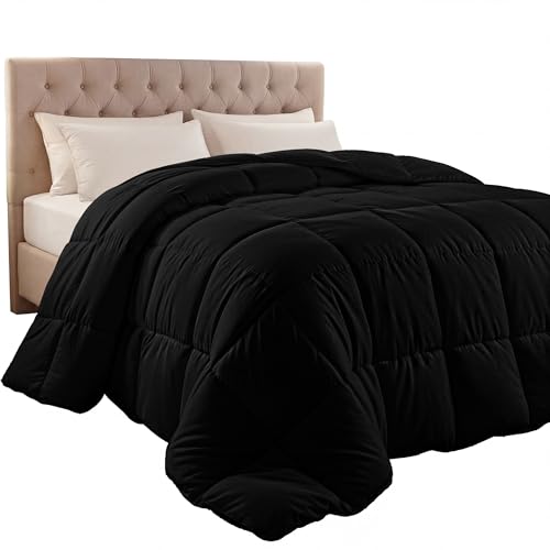 Utopia Bedding Queen Comforter Duvet Insert, Quilted Black Comforter with Corner Tabs, Box Stitched Down Alternative Comforters Queen Size 88 x88 inches