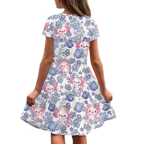 Casual Short Sleeve Dress for Girls 2-14 Years High Waist Elastic Design Soft Comfortable3
