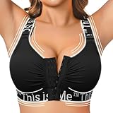 Some Post Surgery Compression Bra for Women – Front Closure Post-Op Support, Adjustable Straps, Wire-Free Recovery Bra Black