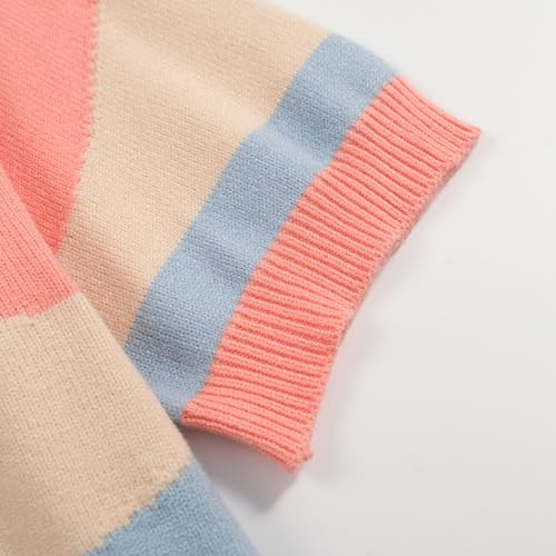 OXKNIT Mens Short Sleeve Vintage Polo Shirts Casual Multi-Colored Knitted Geometric Patterns Shirts4