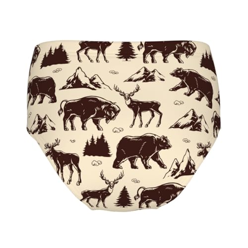 Vintage Deer Bear Moose Girls' Underwear Soft Cotton Little Girls Panties Comfort Briefs2