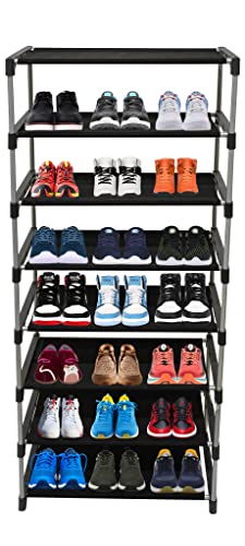 Image of Multi Utility 7 Layer Shelf Collapsible Metal Pipes with Non-Woven 100GSM Fabric Cover for Shoe /Cloth /Toy /Books Rack (Dark Blue, Metal)