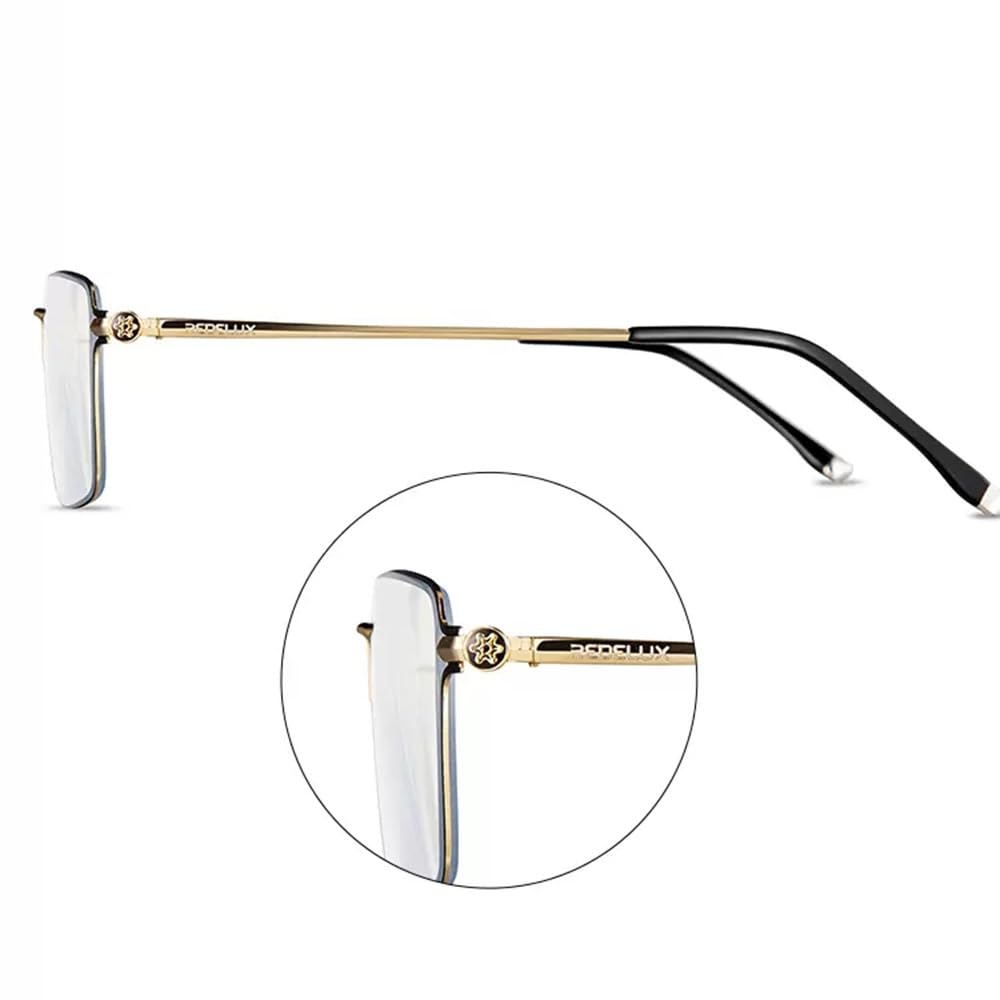 Aleación Gafas de Lectura Ultraligero Moda Gafas de Lectura Multifocales Ordenador Gafas,Rectangulares Marco,HD Anti-Luz Azul(Size:+1.0)
