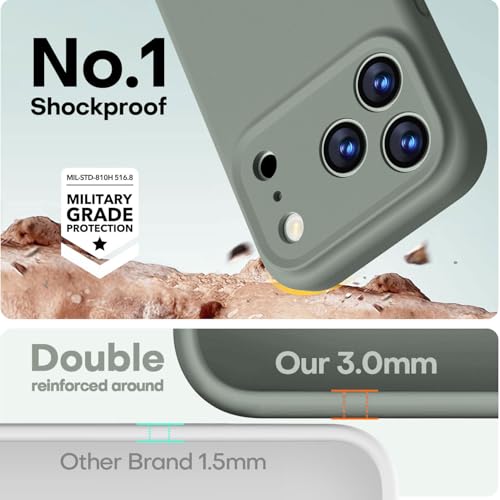 Image of LOVE 3000 Designed for iPhone 17 Pro Case, Premium Silicone [Compatible with Magsafe][Soft Anti-Scratch Microfiber Lining] Shockproof Protective Phone Case for Men Women 6.3 inch, Calke Green