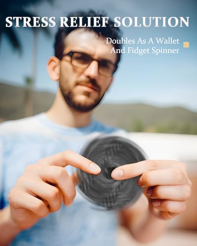 Minimalist Metal Wallet for Men, Slim Tactical Wallet, Rigid Aluminum Smart Wallet Holds 20 Cards and Cash, Carbon Fiber Money Clip, Fidget Spinner Function4