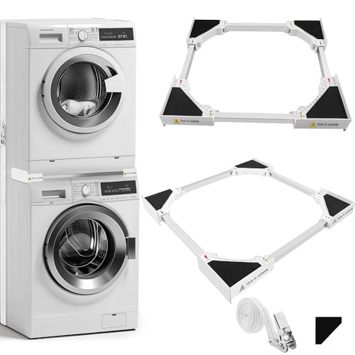 Kit Sovrapposizione lavatrice asciugatrice,supporto lavatrice asciugatrice,Telaio intermedio con filo stendibiancheria, telaio di collegamento (Frame di connessione in plastica)
