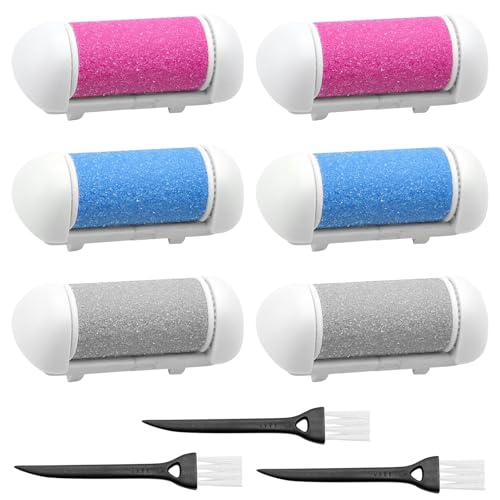 Poraceous 6 Pièces Rouleaux de Rechange, Remplacement Rouleaux Têtes Recharges, Accessoires pour Ponceuse Électrique pour Les Pieds, avec Pinceau, Compatible avec...