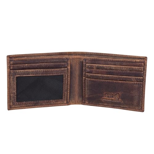 ASAD Leather Bifold Wallets For Men With 2 Note Compartment, 6 Card Slots, 2 Slip Pocket & 1 ID Slot, Leather Bifold Wallets For Men, Color - Crazy Horse Brown2