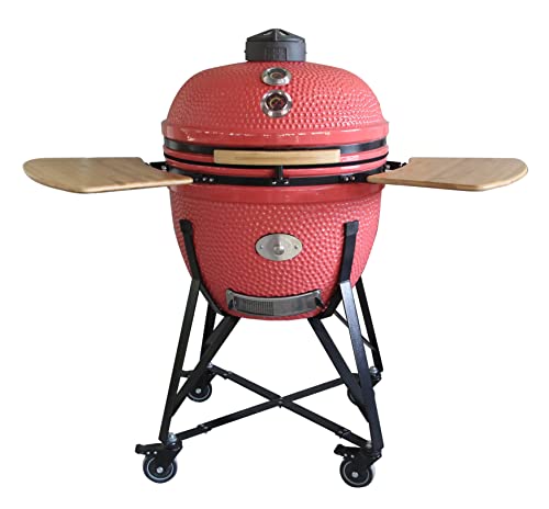 YNNI KAMADO TQ0C23PK Parrilla grande de 23 pulgadas, rosa con Chipfeeder, barbacoa, cerámica, huevo, ahumador, TQ0C23PK Cover