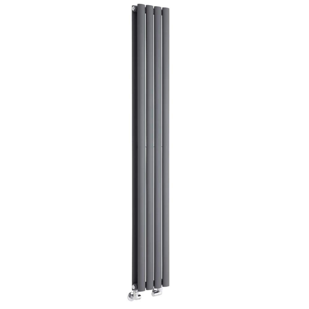 Milano Aruba Anthracite Vertical Double Oval Panel Radiator - 1600mm x 236mm