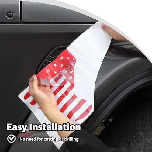 Image of Side Fender Vent Sticker US Flag Decals Vinyl Sticker Compatible with Jeep Wrangler JL JLU Gladiator JT 4xe 2025-2018 2pcs Red