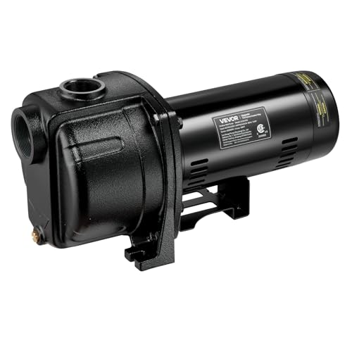 VEVOR 1.5 HP Shallow Well Jet Pump AC 115/230 Volt 4250 GPH Dual Voltage Cast Iron Well Jet Pump with 108 ft Max Head Lift Easy Voltage Switching for Garden Irrigation Lawn Sprinkler System