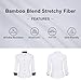 WARHORSEE Womens Button Down Shirt Long Sleeve Work Dress Shirts, V Neck Easy Care Stretchy Business Casual Blouses for Women(Black,XL)