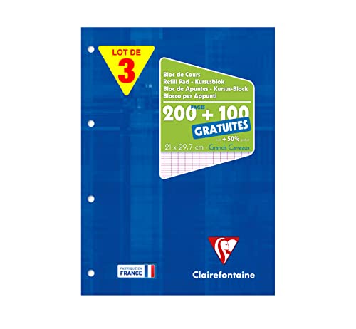 Bloc de cours Clairefontaine A4 anti-dechirure avec feuilles detachables Seyes
