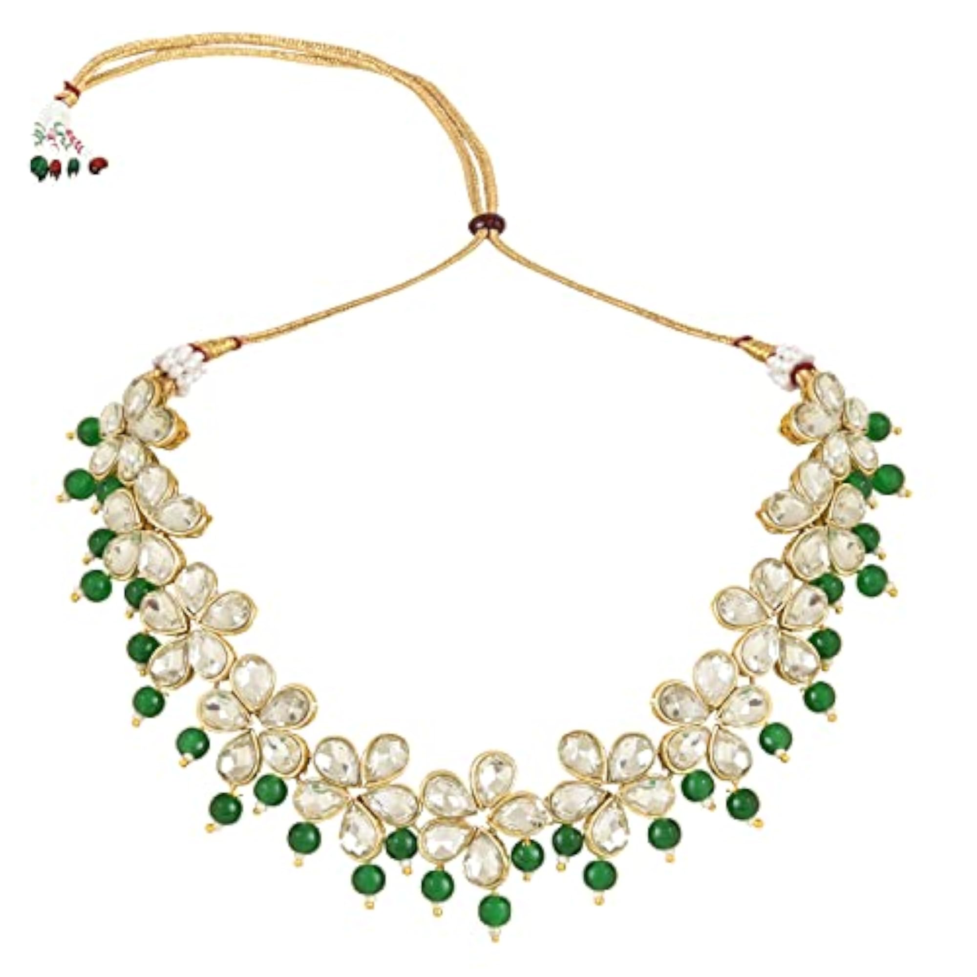 18K Plated Stone Studded Choker Necklace Set (IJ374G)