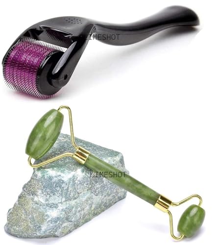Image of Hair Massager Hair Scalp Massager Shampoo Brush+Hair Regrowth Roller With 540 Titanium Micro Needles+Face Stone Jade Roller With Gua Sha (Hair Sclap+Hair Growth Roller+Jade Roller)