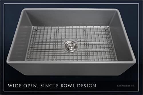 Fsw1042 Luxury 33-Inch Solid Fireclay Farmhouse Sink, Matte Gray, St. Steel Accs, Flat Front #TOP1