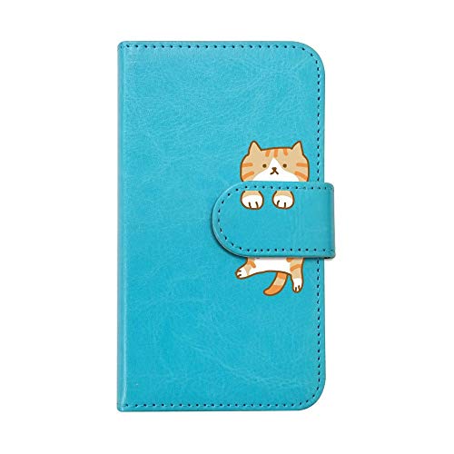 【moimoikka】 BASIO active SHG09 active2 SHG12 シンプルスマホ6 対応 手帳型 スマホ ケース 茶白猫 (カバー色ブルー) はちわれ ハチワレ マンチカン ねこ ネコ アニマル 動物 キャラクター おしゃれ かわい