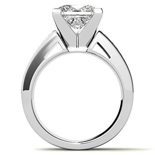 4-6CT Princess Cut Solitaire With Accent Moissanite Ring for Women Wedding Bridal Set Silver Hidden Halo Solitaire Moissanite Engagement Ring Wedding Ring Eternity Band Vintage Solitaire Halo Hidden Prong Setting Promise Ring2